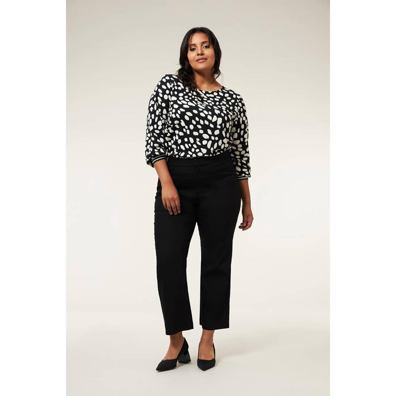 Miss Etam Plus cropped regular fit broek Sara zwart