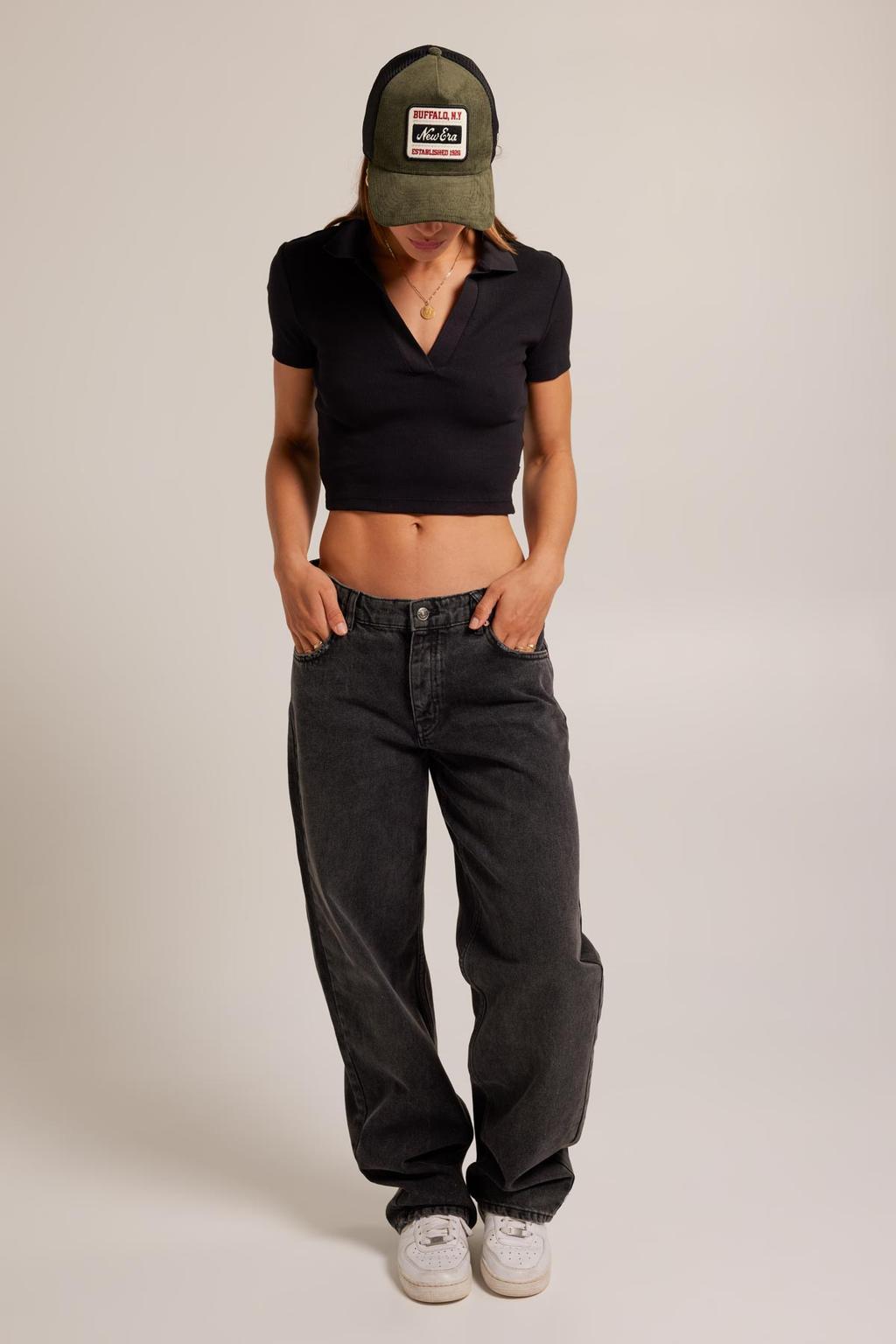 America Today low waist loose jeans Montana black denim