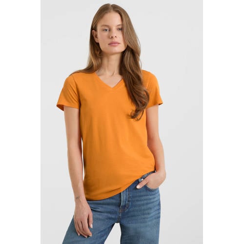 Anytime T-shirt met V-hals oranje afbeelding