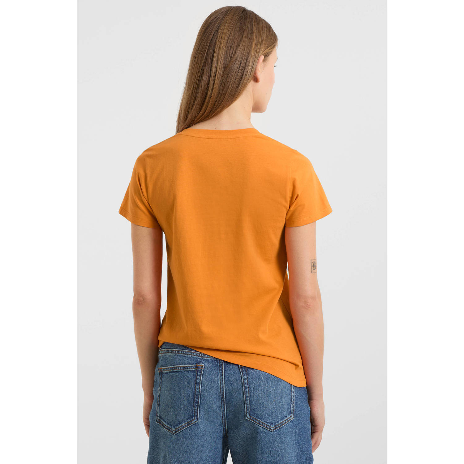 anytime T-shirt met V-hals oranje