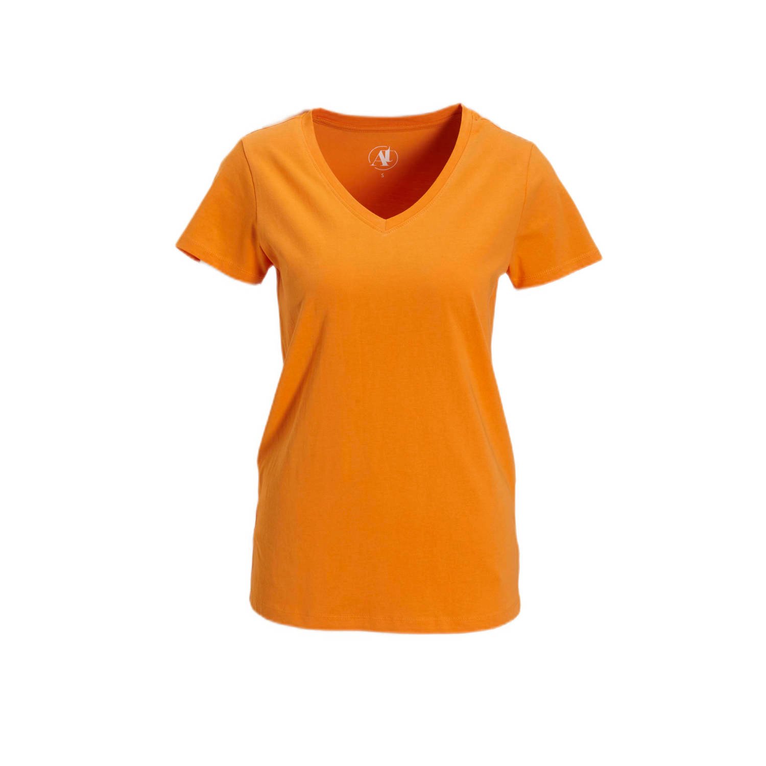 Anytime T-shirt met V-hals oranje