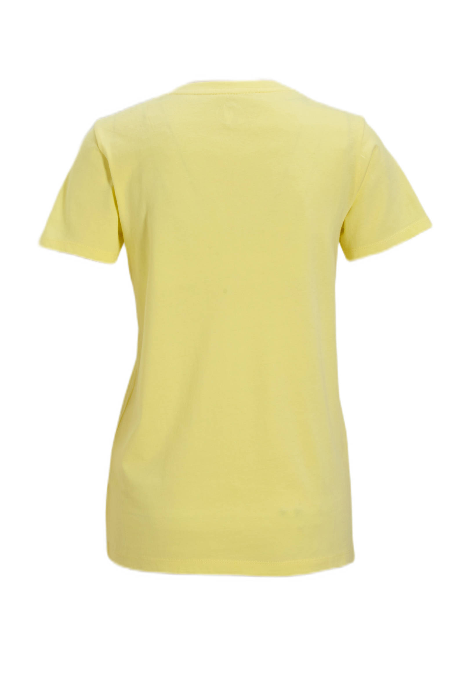 T shirt met V hals lichtgeel