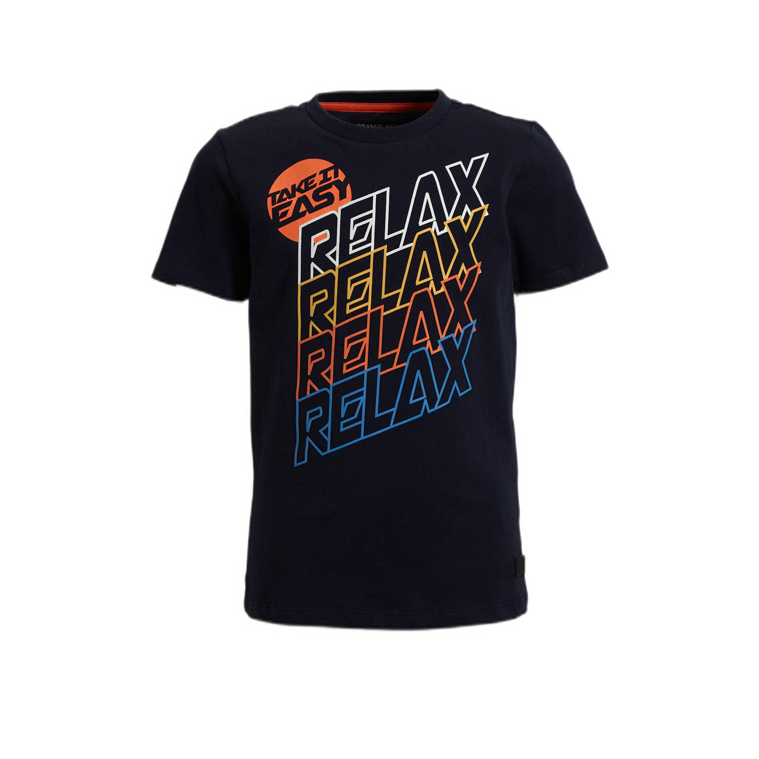 Orange Stars T-shirt Pepe met tekstopdruk navy Blauw Jongens Katoen Ronde hals 110 116