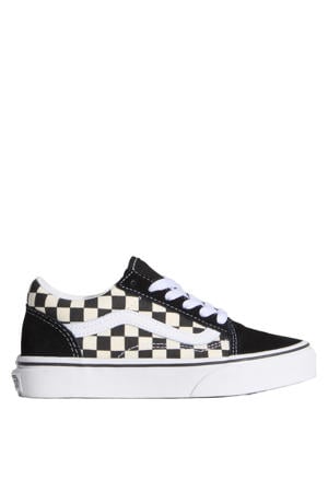 Old Skool leren geruite sneakers zwart/wit
