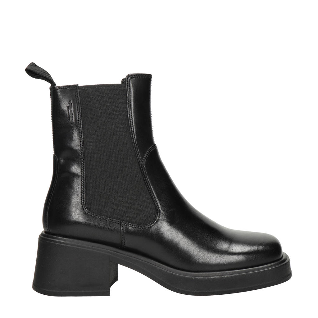 Zwarte dames Vagabond Dorah leren chelsea boots met elastische inzet