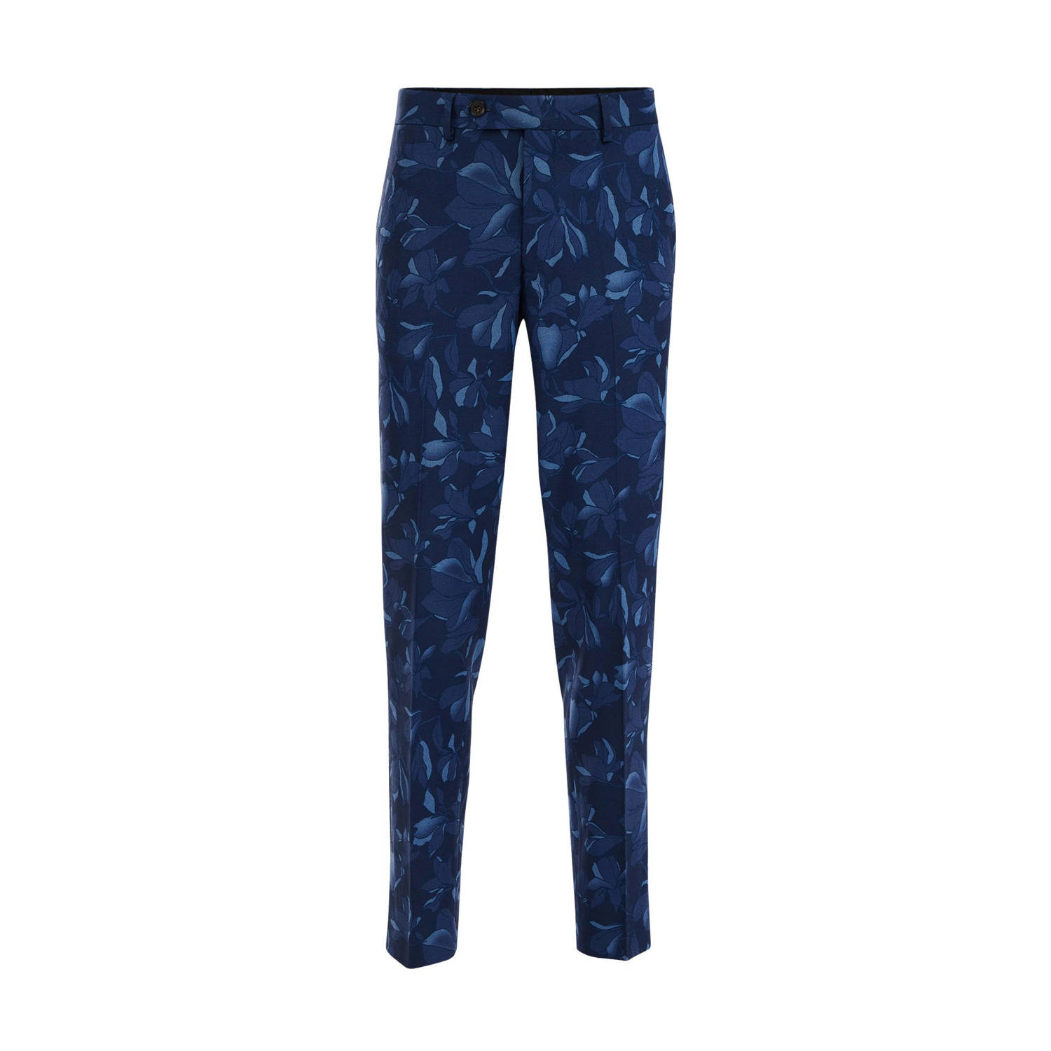 WE Fashion slim fit pantalon met all over print new kobalt