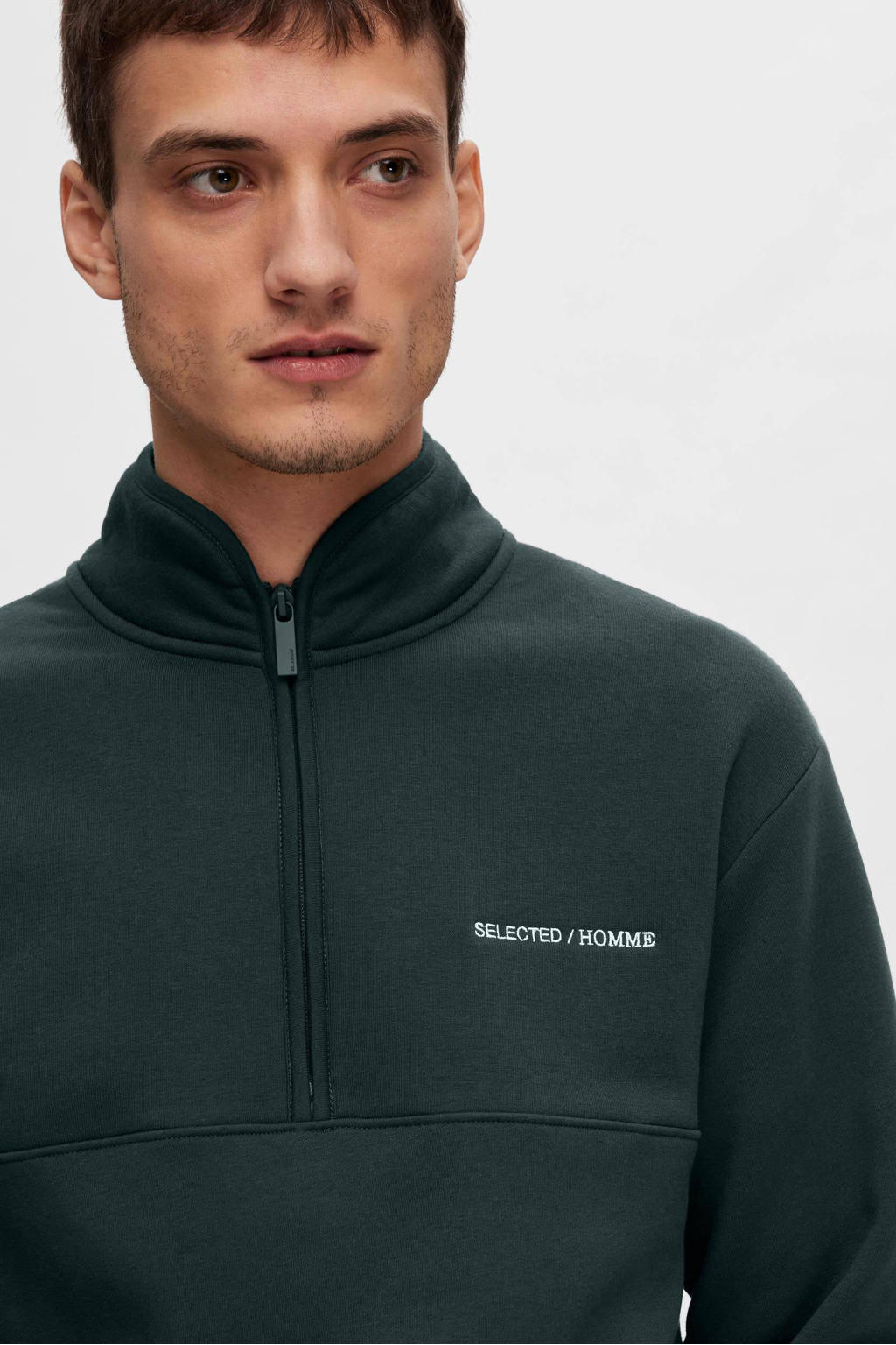 SELECTED HOMME sweater SLHHANKIE met logo groen | wehkamp