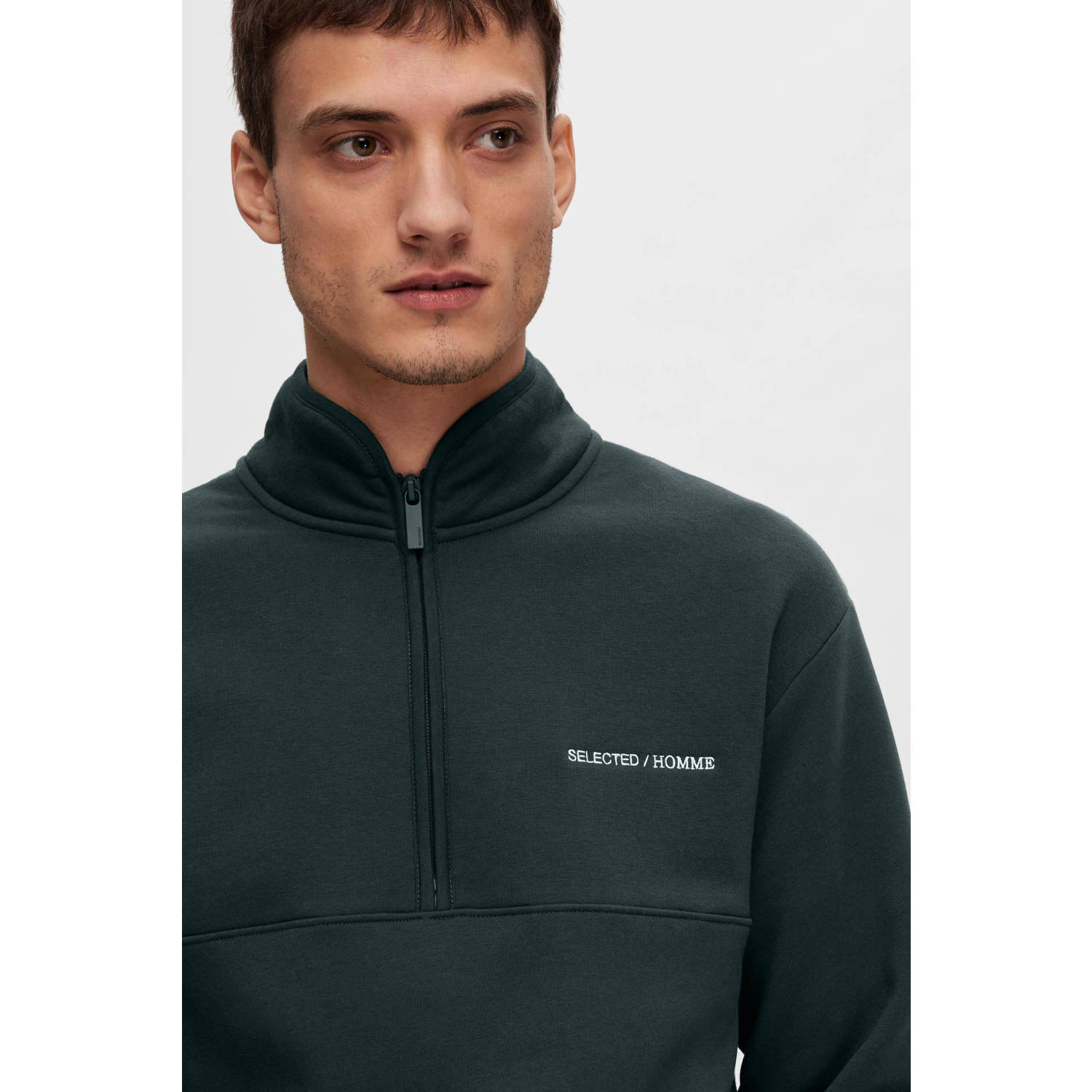 SELECTED HOMME sweater SLHHANKIE met logo groen