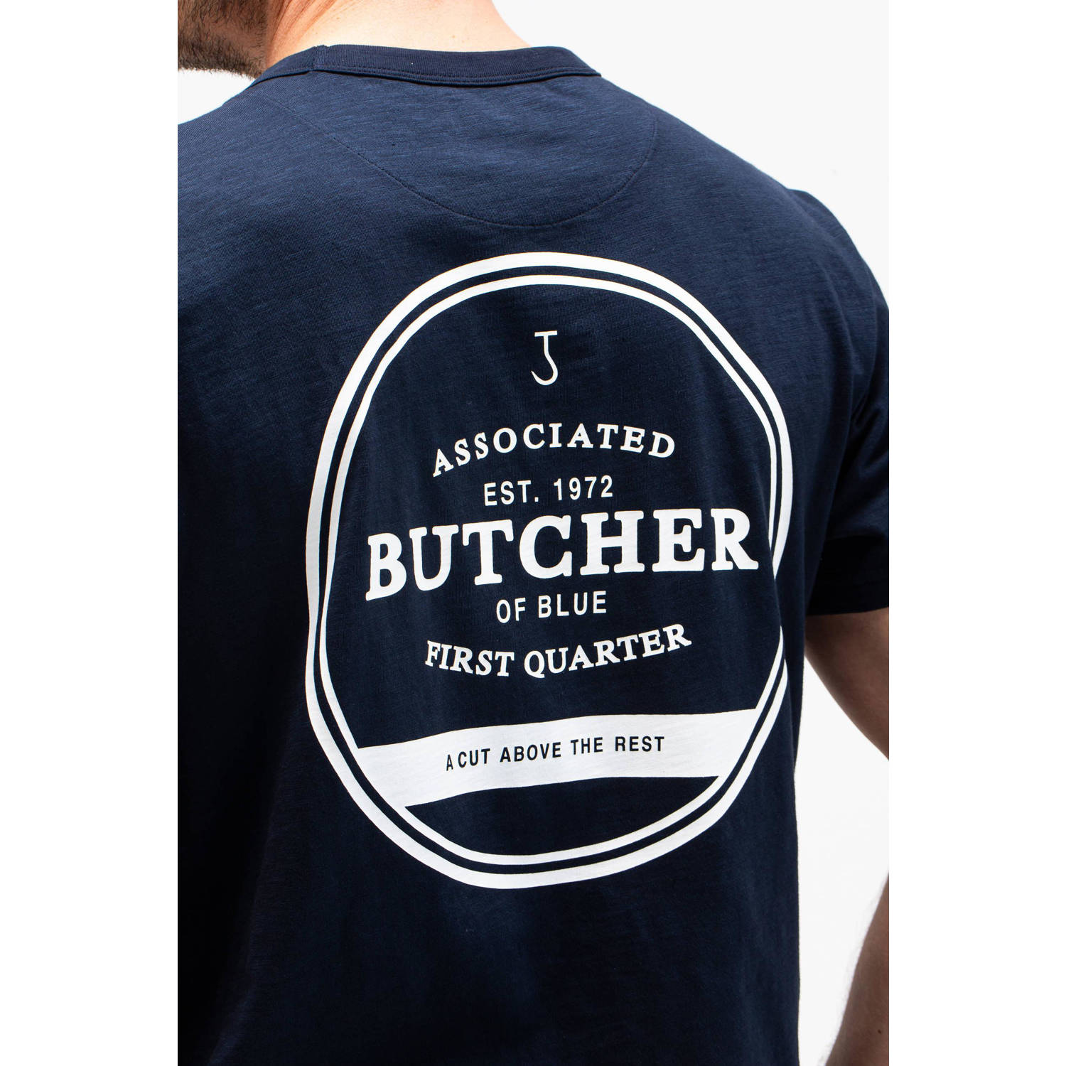 Butcher of Blue T-shirt Army Amstel met backprint alaska blue