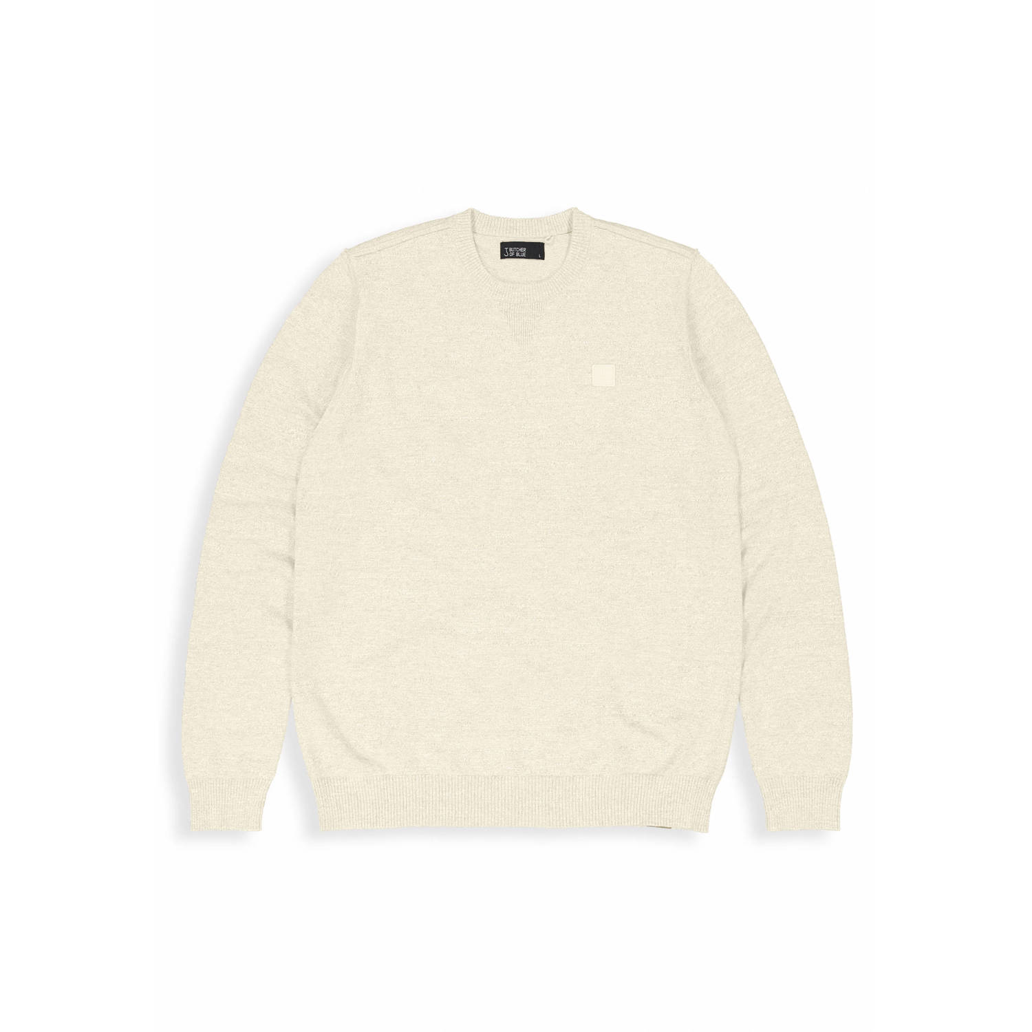 Butcher of Blue Clifden Crew Pullovers in Donkergroen Creme Clifden Crew Pullovers Green Beige Heren