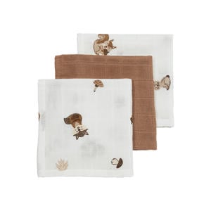 hydrofiel monddoekje Forest Animals 30x30 cm - toffee (set van 3)