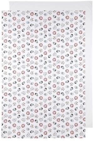 baby ledikantlaken Animal/Uni - 100x150 cm wit/multi (set van 2)