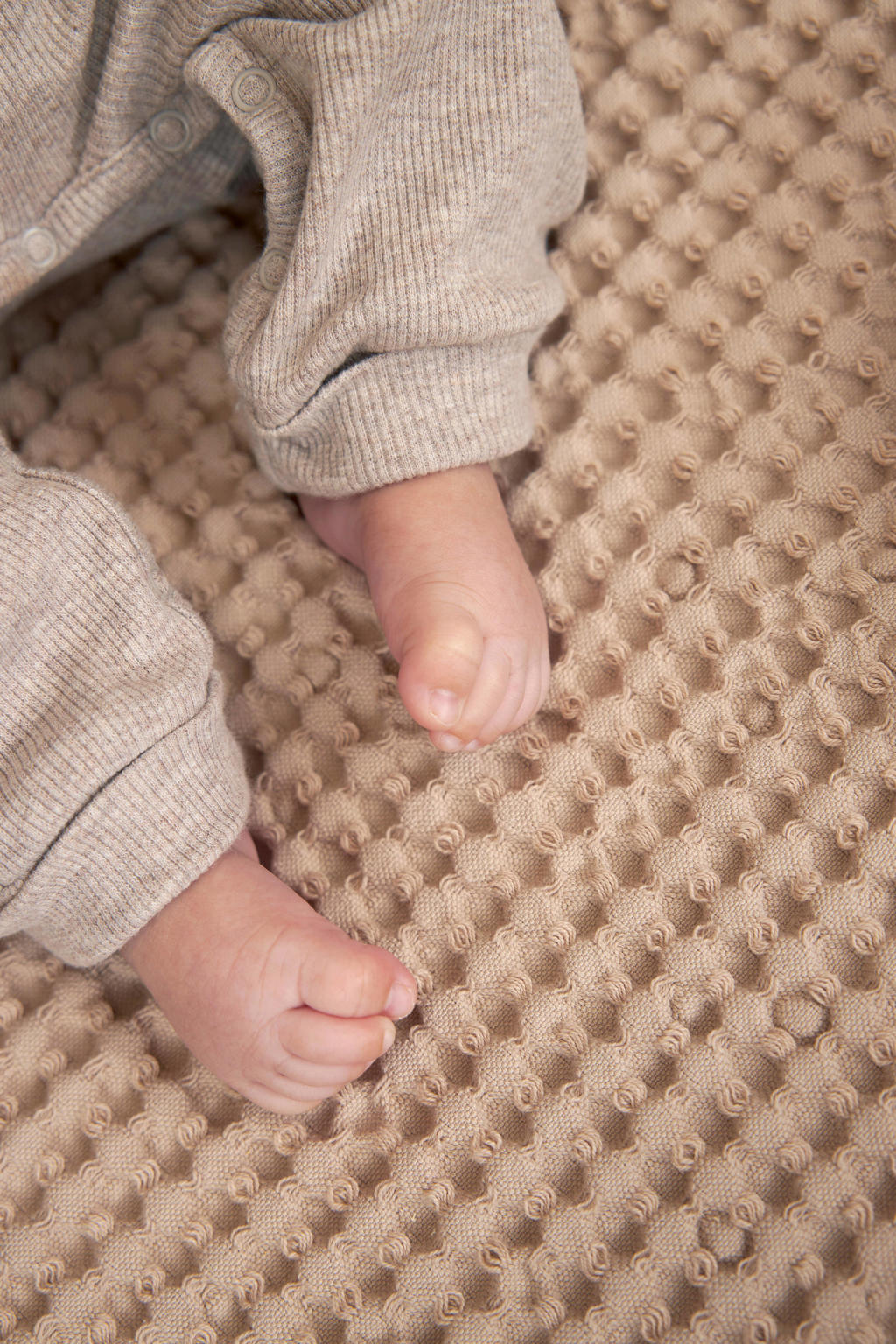 Meyco wiegdeken wafel teddy sand