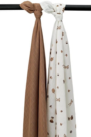 hydrofiele swaddle Forest Animals 120x120 cm - toffee (set van 2)