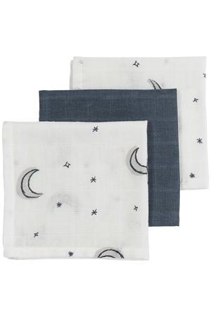 hydrolfiel monddoekje Moon 30x30 cm - indigo (set van 3)