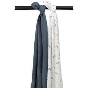 hydrofiele swaddle Moon 120x120 cm - indigo (set van 2)