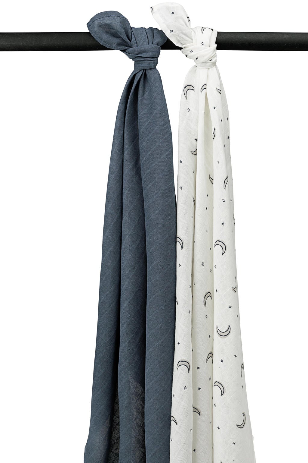 Meyco hydrofiele swaddle Moon 120x120 cm - indigo (set van 2)