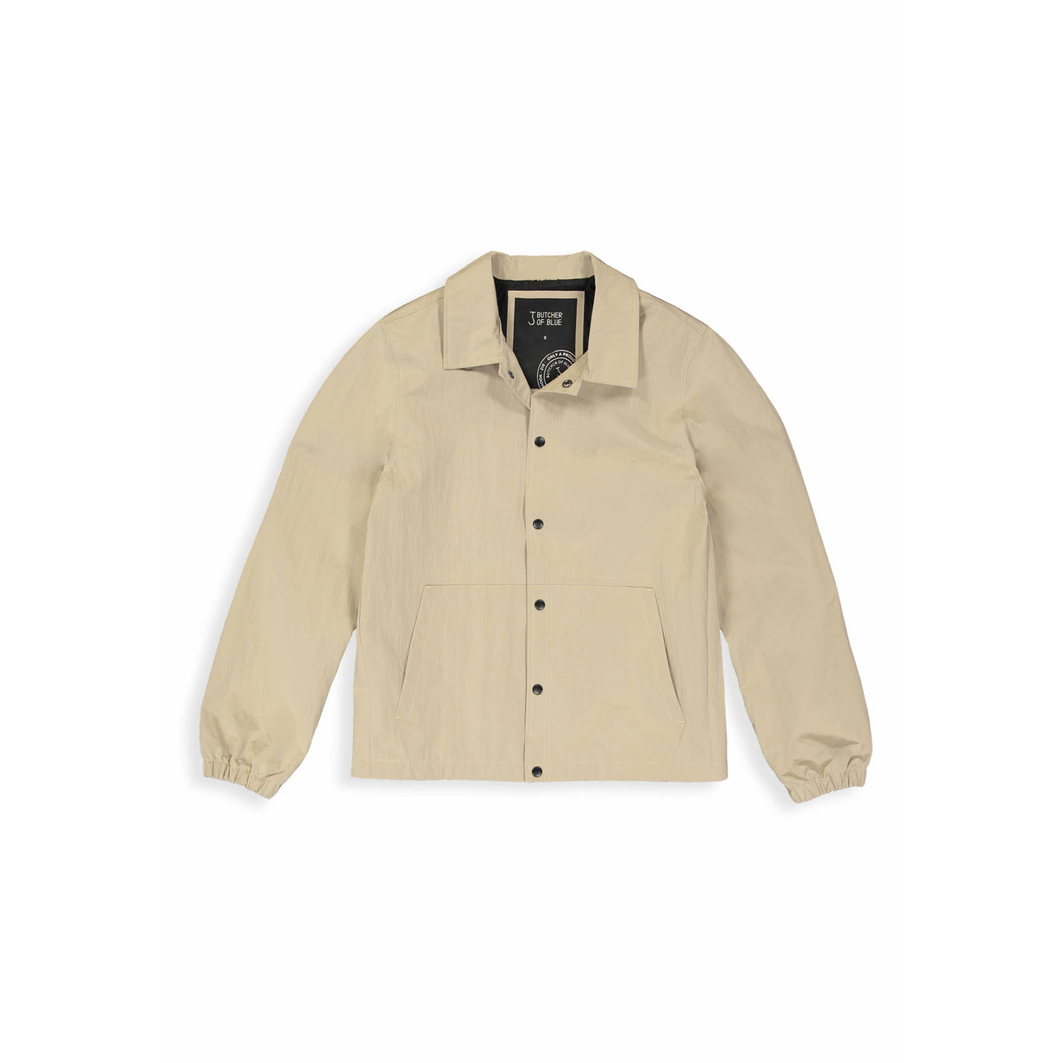 Butcher of Blue regular fit overshirt Leo met backprint en borduursels stone beige