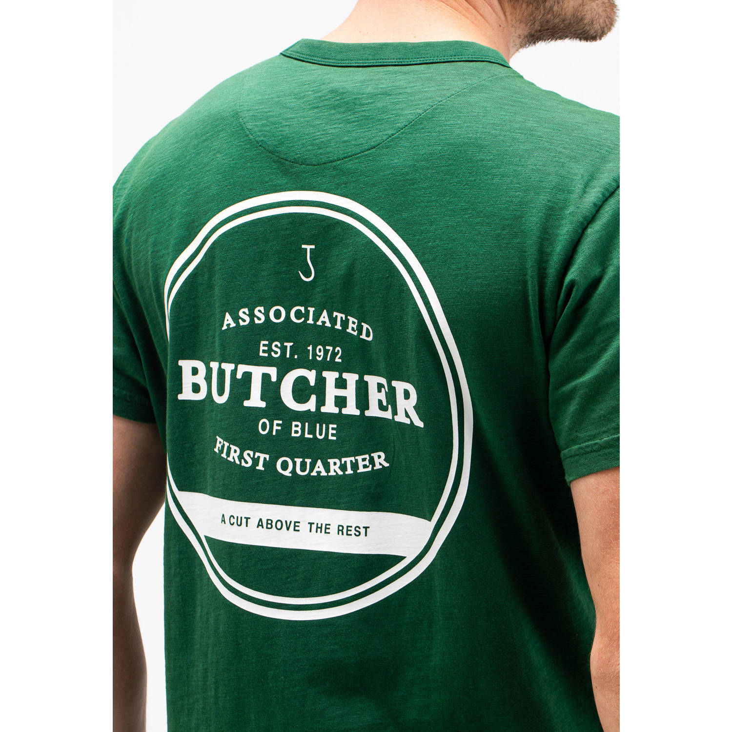 Butcher of Blue T-shirt Army Amstel met backprint underberg green