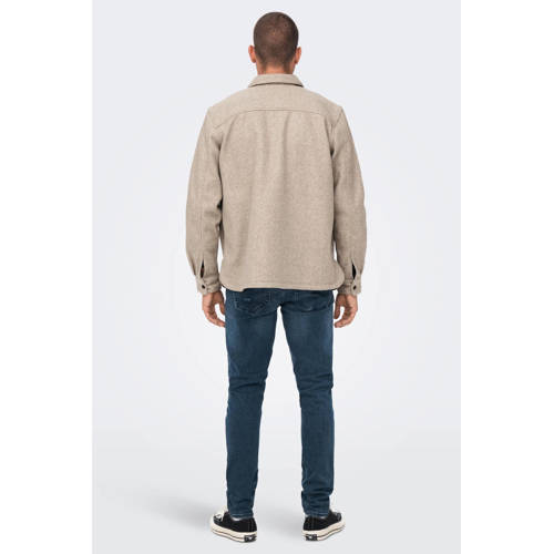 ONLY & SONS oversized overshirt beige afbeelding