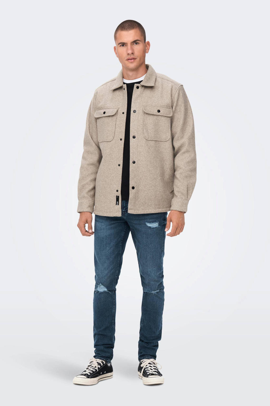 Only & Sons Overshirt van corduroy, model 'TRACK' in beige online kopen | P&C Only & Sons Overshirt van corduroy, model 'TRACK' in beige online kopen | P&C