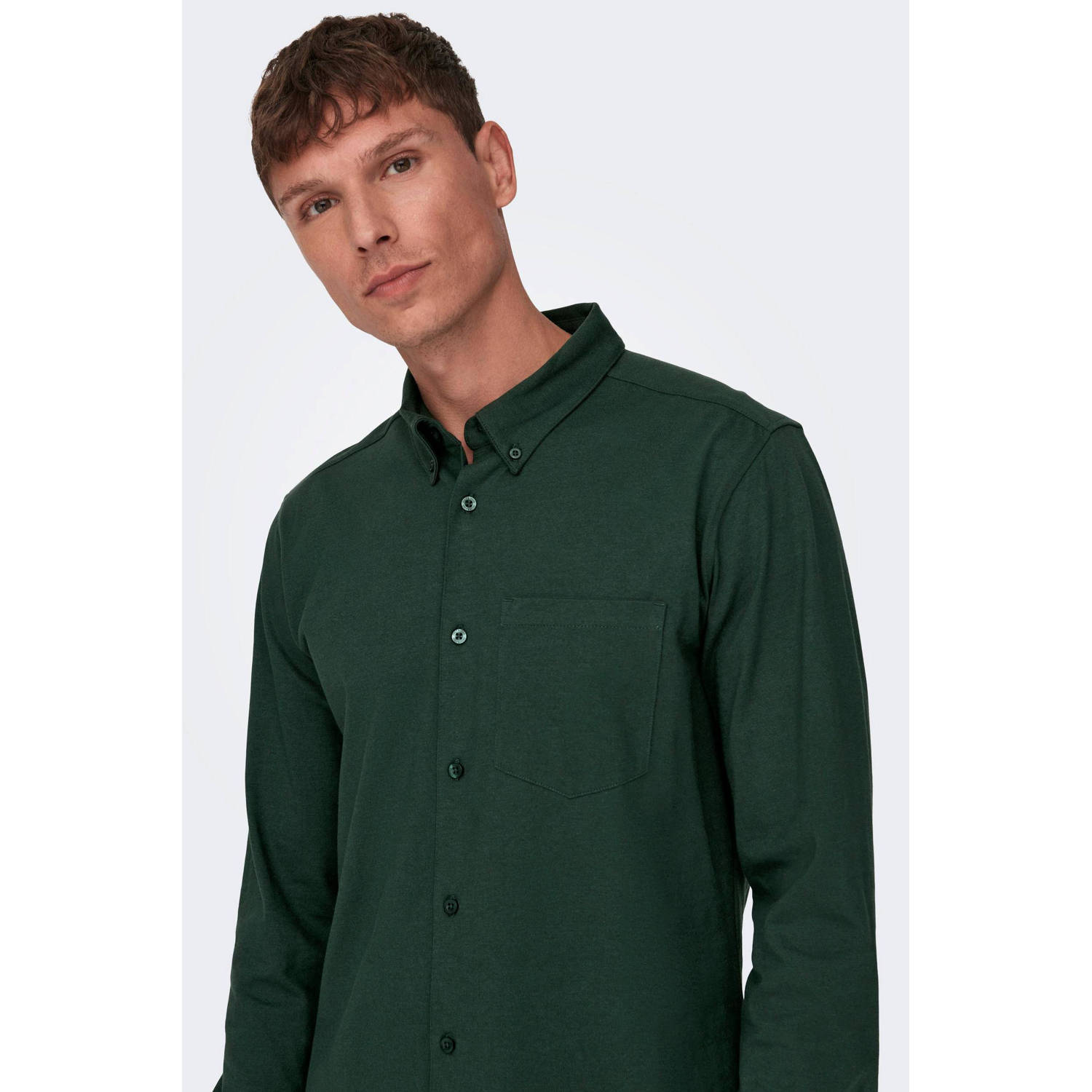 Only & Sons Donkerste Sparren Slim Shirt | Freewear Groen Green Heren