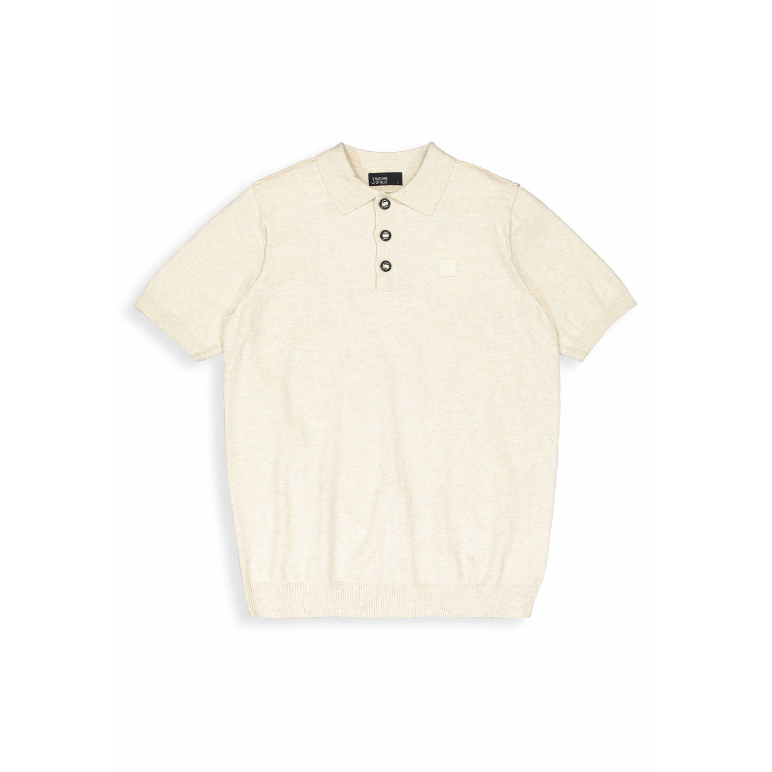 Butcher of Blue gebreide polo Clifden beige grey