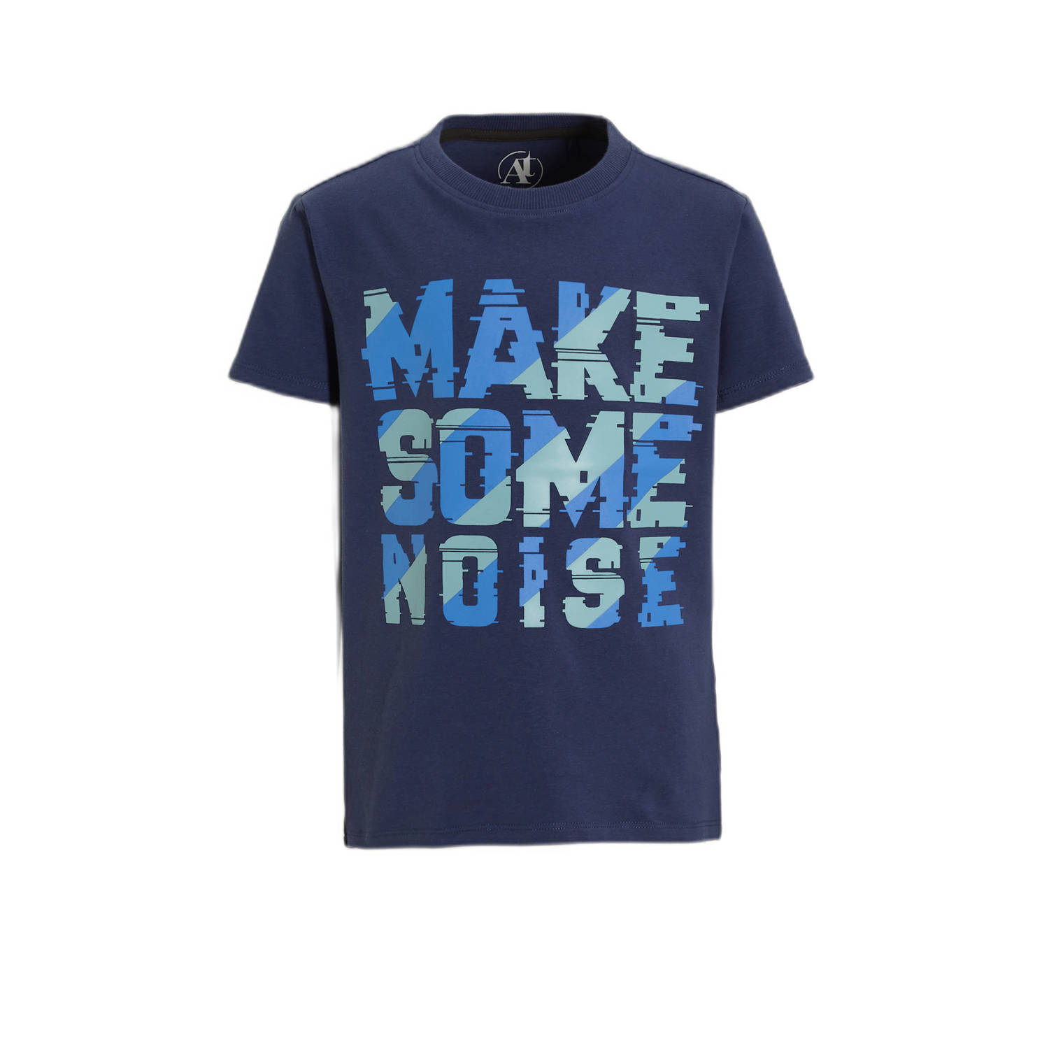 Anytime T-shirt met tekstopdruk donkerblauw Jongens Katoen Ronde hals Tekst 110 116