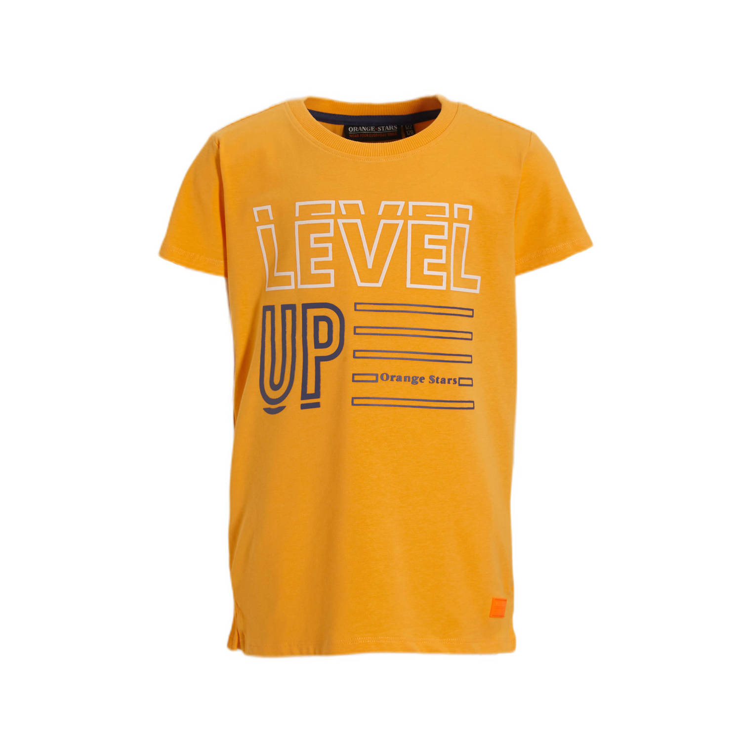 Orange Stars T-shirt Preston met printopdruk geel Jongens Katoen Ronde hals 110 116