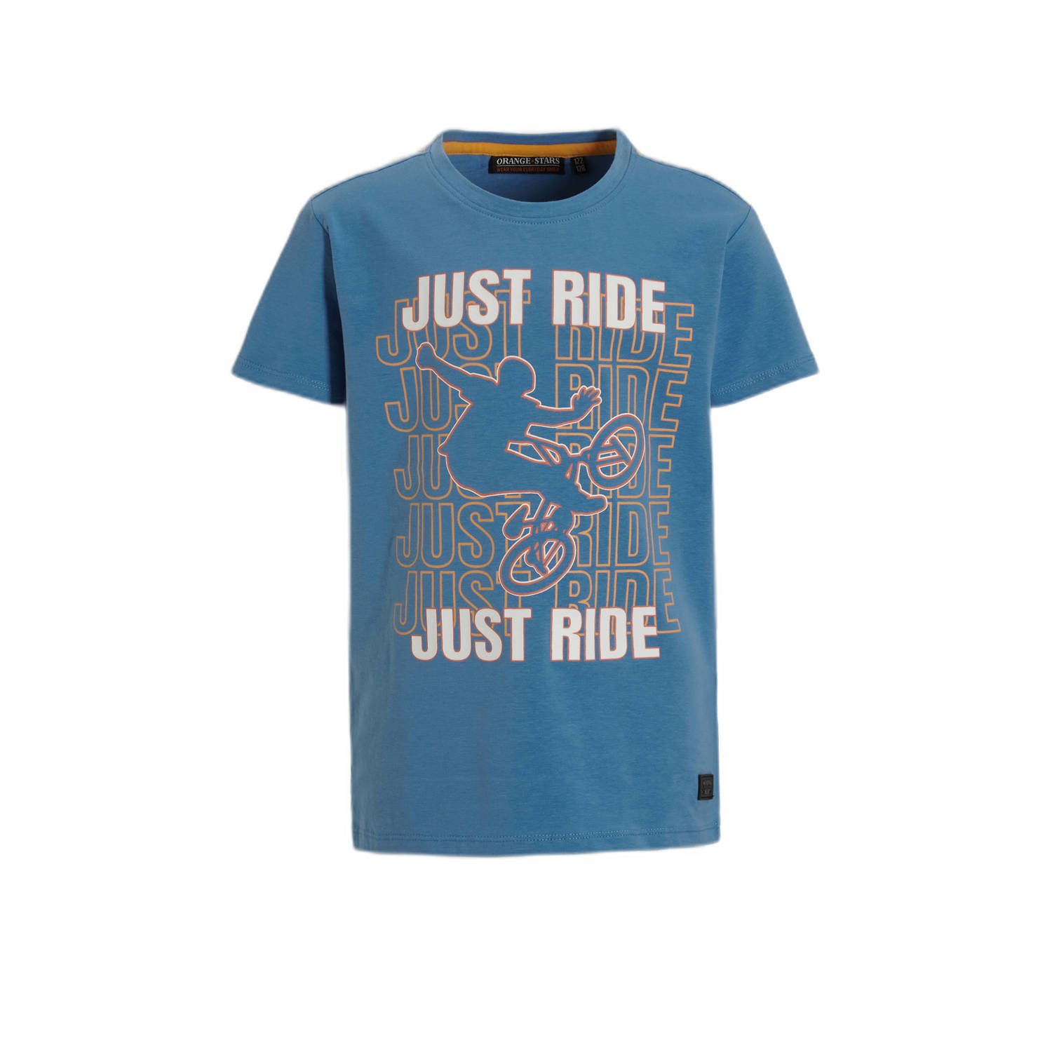 Orange Stars T-shirt Prince met tekstopdruk blauw Jongens Katoen Ronde hals 110 116