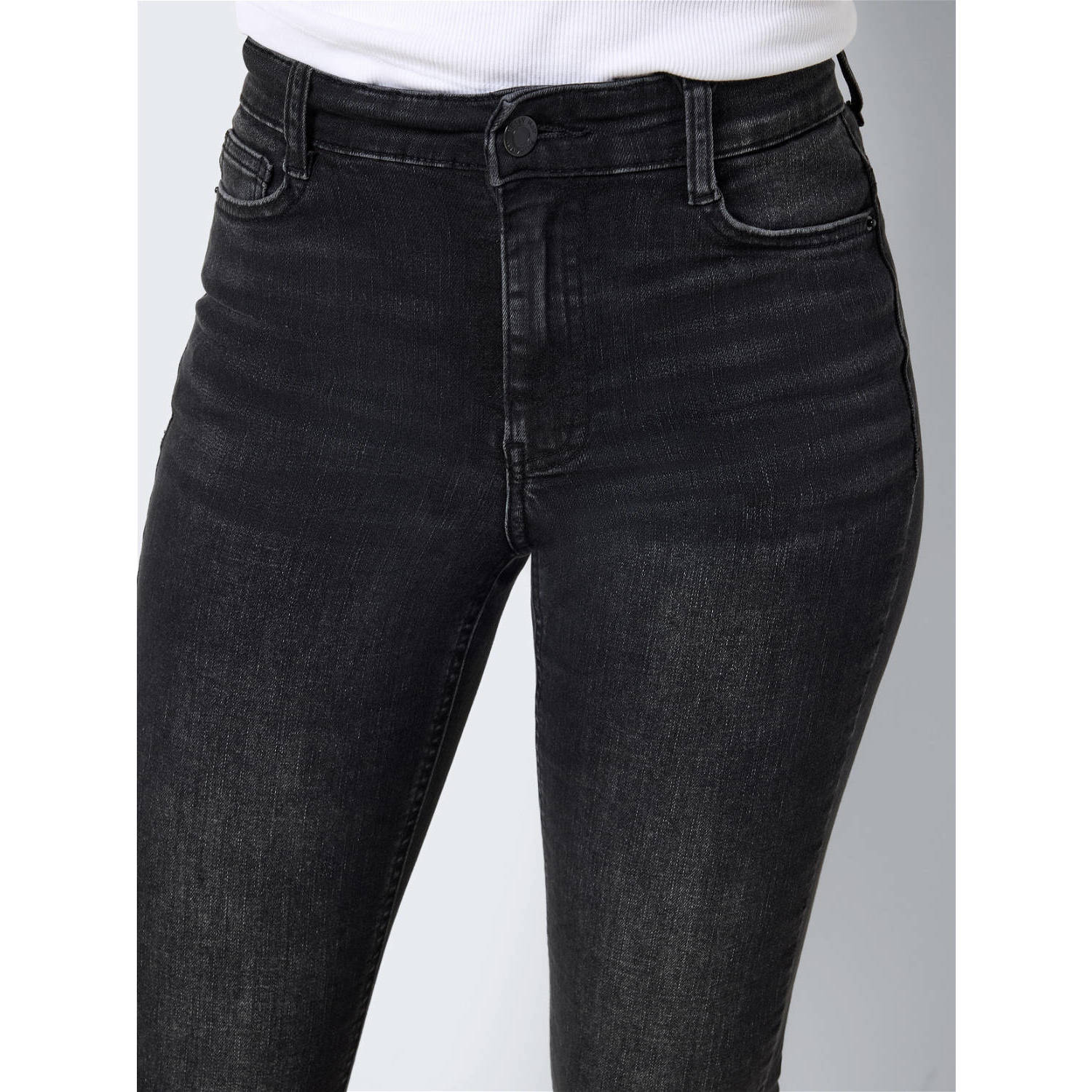 NOISY MAY high waist skinny jeans NMSATTY medium grey