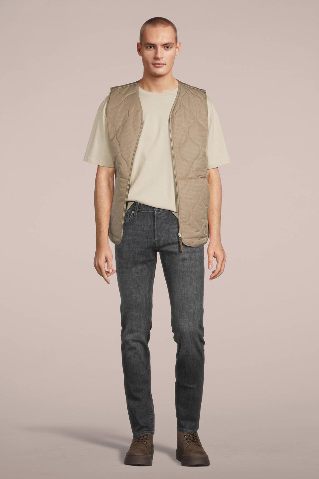JACK & JONES JEANS INTELLIGENCE slim fit jeans JJIGLENN grijs
