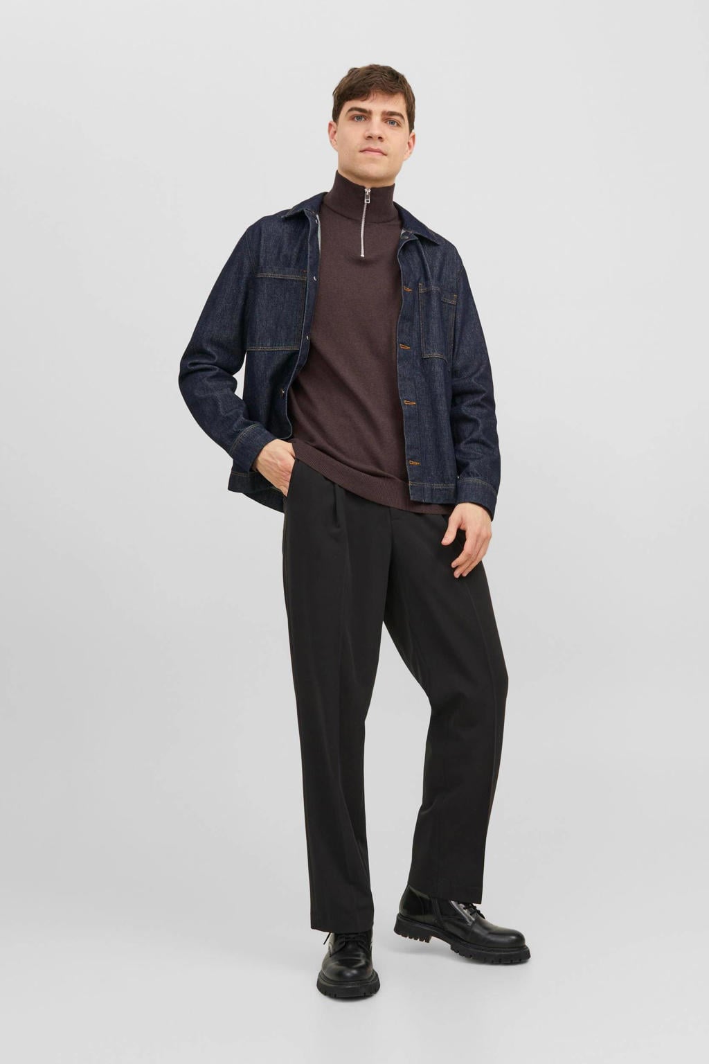 JACK & JONES ESSENTIALS trui JJEEMIL seal brown