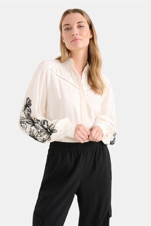 blouse met borduursels ecru