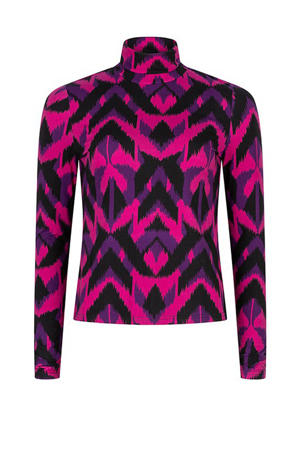 top met all over print roze/zwart/paars