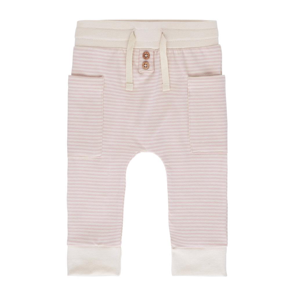 Lichtroze en off white Baby's Only baby broekje Stripe van katoen met regular fit, regular waist en strepenprint
