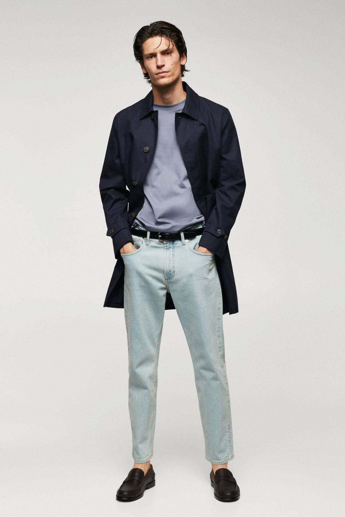 Mango Man trenchcoat marineblauw | wehkamp