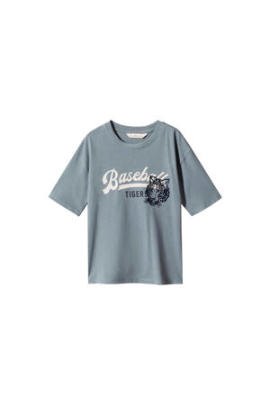 T-shirt met printopdruk blauw