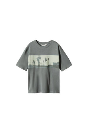 T-shirt met printopdruk grijs
