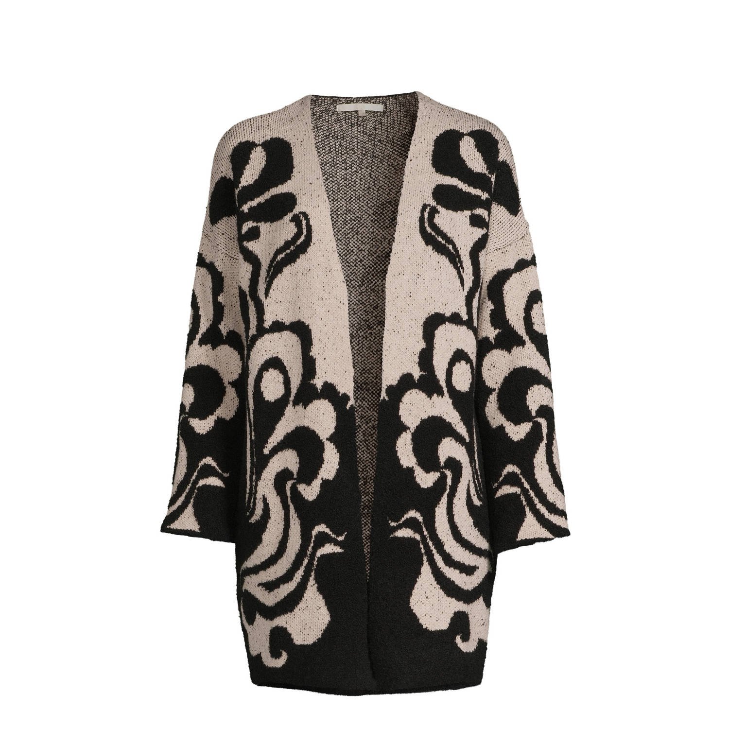 Didi gebreid vest met all over print zwart beige