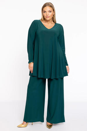 wide leg high waist broek donkergroen