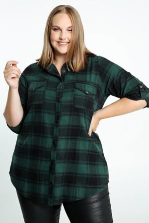 geruite blouse zwart/groen