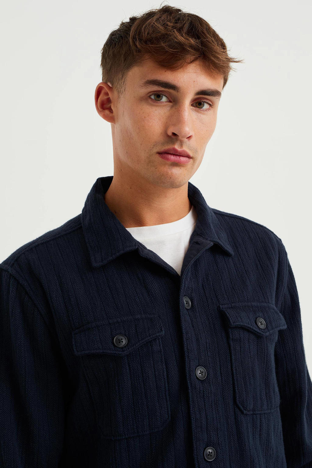 WE Fashion regular fit longsleeve met textuur heavy blue WE Fashion regular fit longsleeve met textuur heavy blue