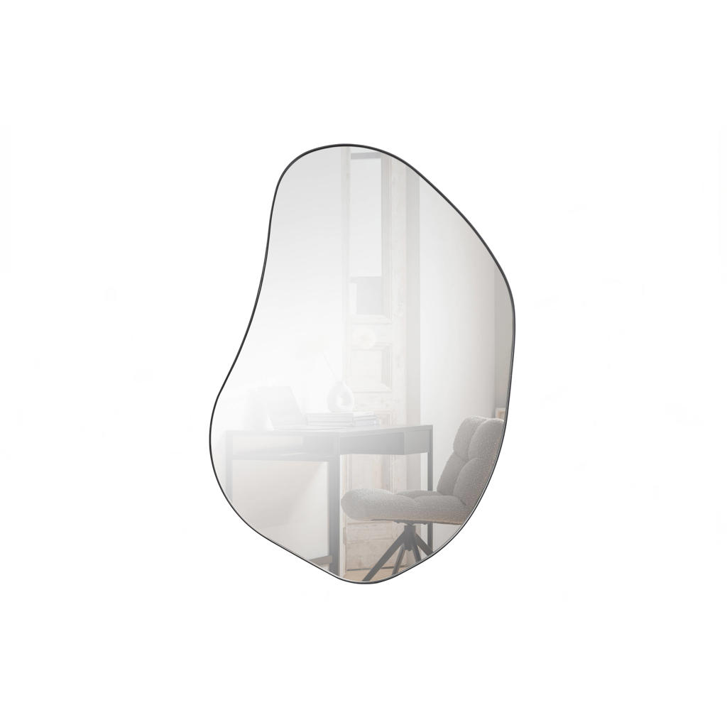 WOOOD WOOOD Romee Organische Spiegel - Metaal - Zwart - 100x70x4 (100x70x4 cm)