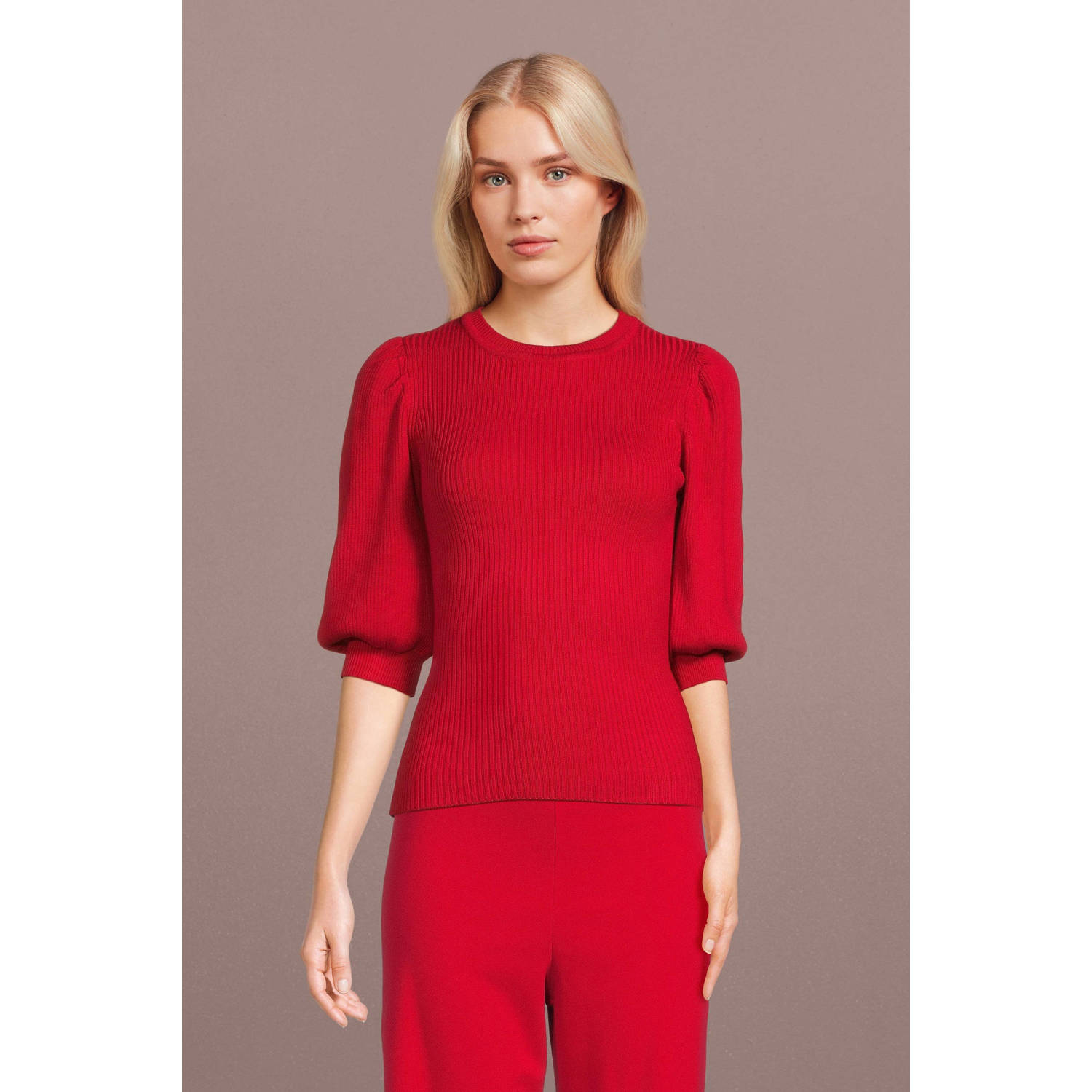SisterS Point ribgebreide top HALIA rood