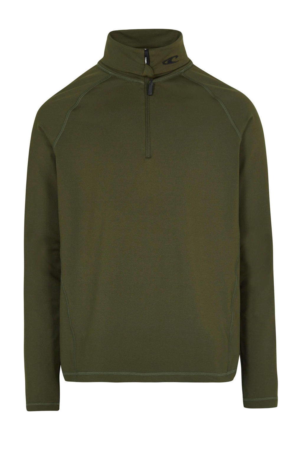 Donkergroene heren O'Neill fleece skipully van polyester met effen, lange mouwen, rolkraag en halve rits