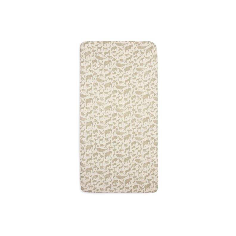 Jollein Katoen  Duurzaam  Jersey Ledikant Hoeslaken 70x140cm Animals Olive Green 17176915