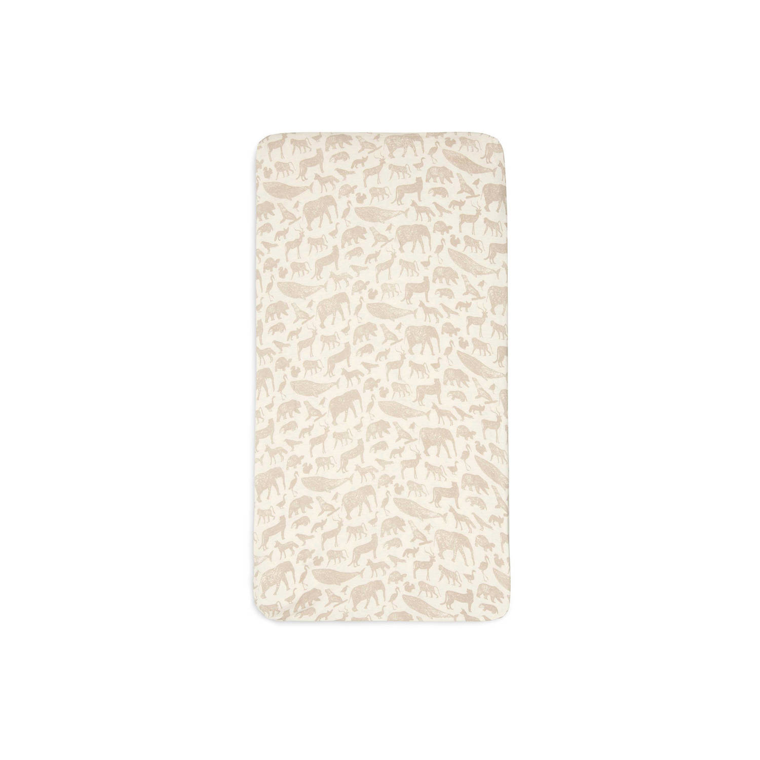 Jollein katoenen jersey ledikant hoeslaken 70x140cm Animals Nougat