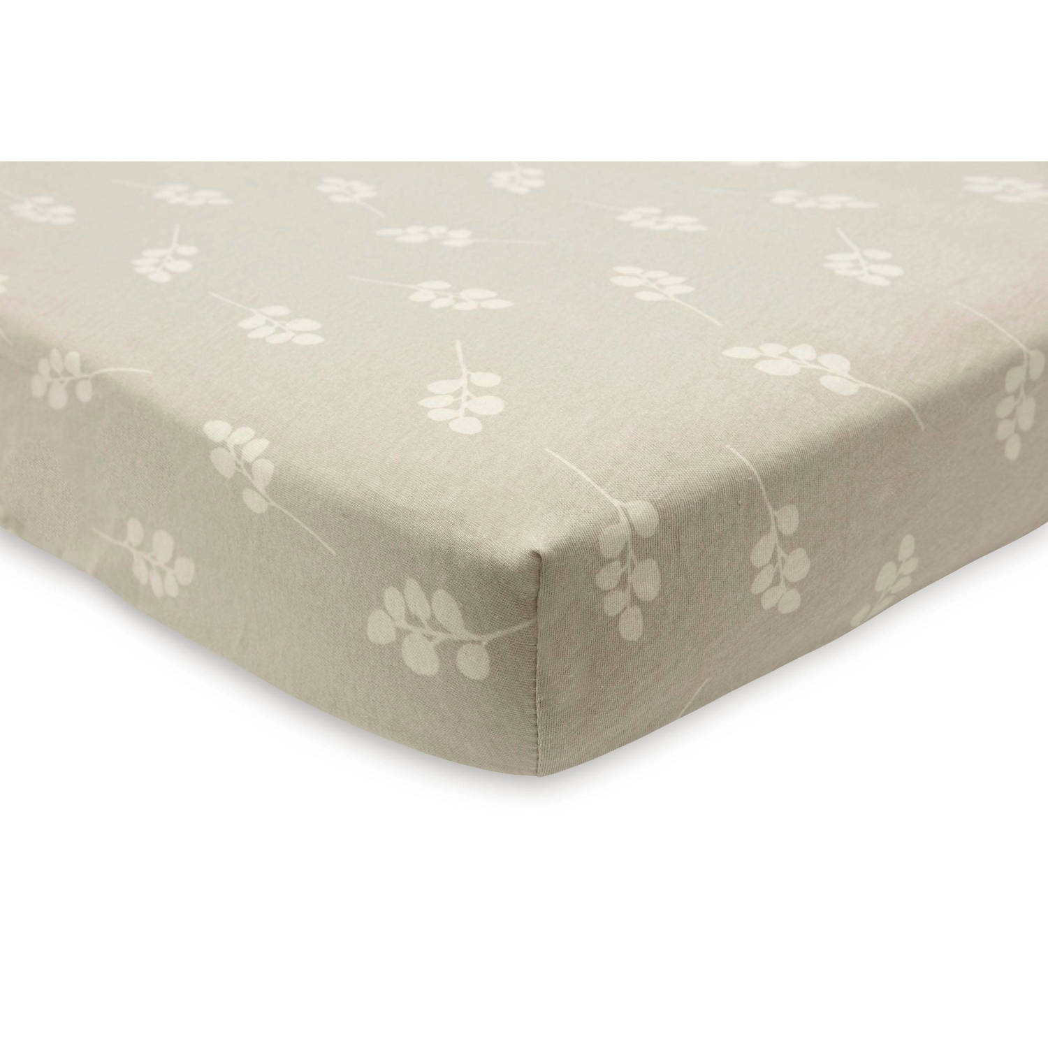 Jollein katoenen jersey ledikant hoeslaken 70x140cm Twig Olive Green Groen