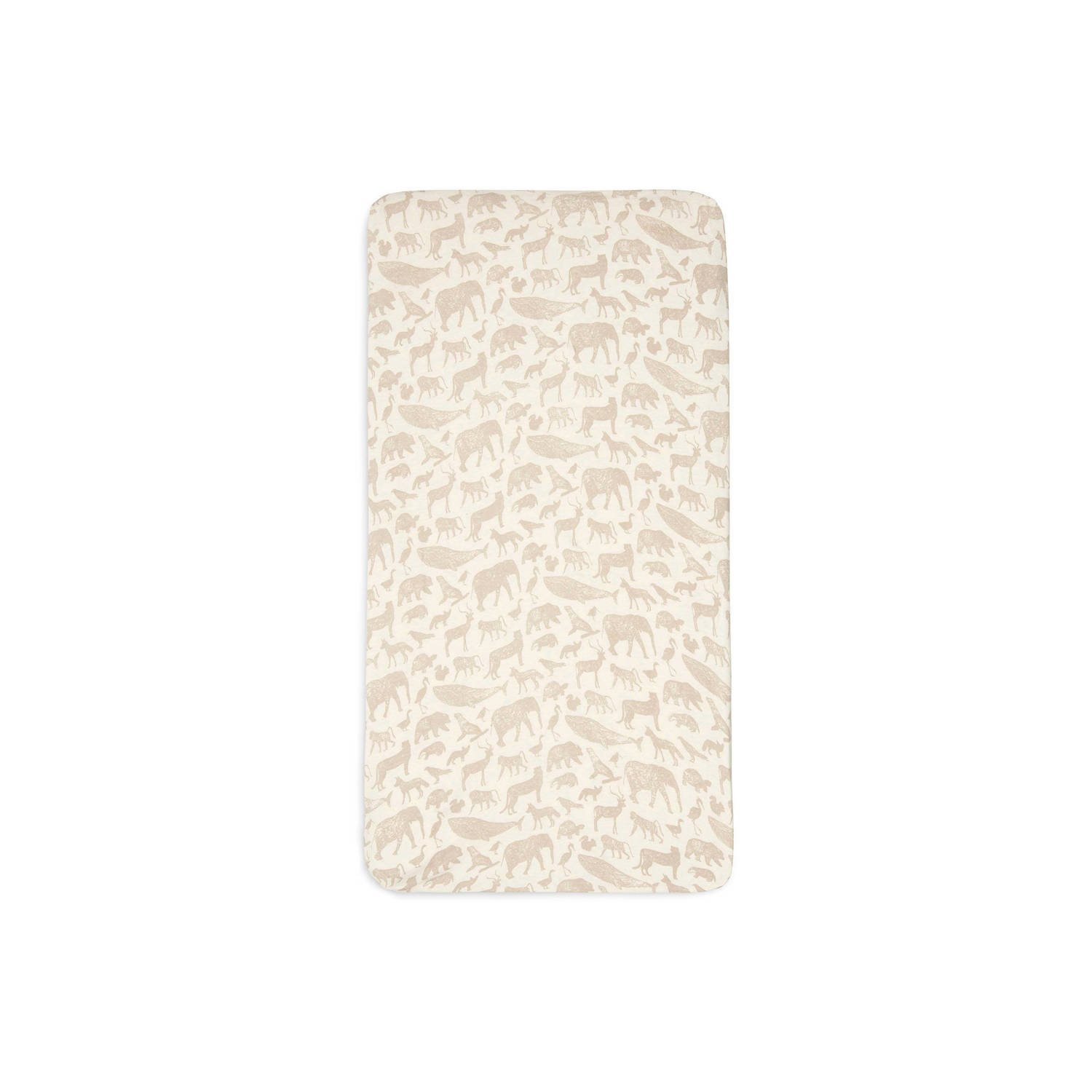 Jollein katoenen jersey wieg hoeslaken 40 50x80 90cm Animals Nougat